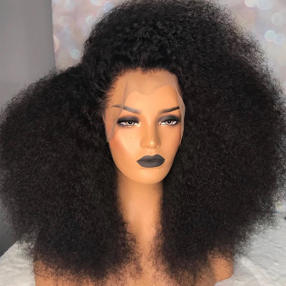 

Wholesale price Kinky Curly Wigs Nature Color Pre Plucked With Baby Hair Remy Peruvian Wig Glueless Lace Front Human Hair Wig