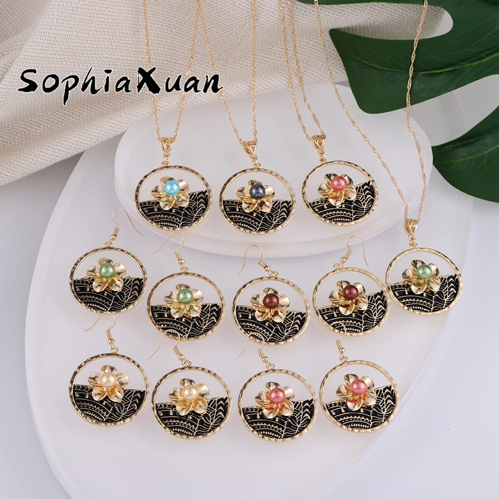 

SophiaXuan Wholesale Pearl Set Customized Polynesian Jewelry Hawaiian Jewelry Set, Picture shows