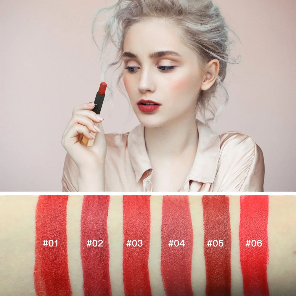 

6 Color Small Gold Bars Matte Lipstick Silky Foggy Waterproof Private Label Lipstick