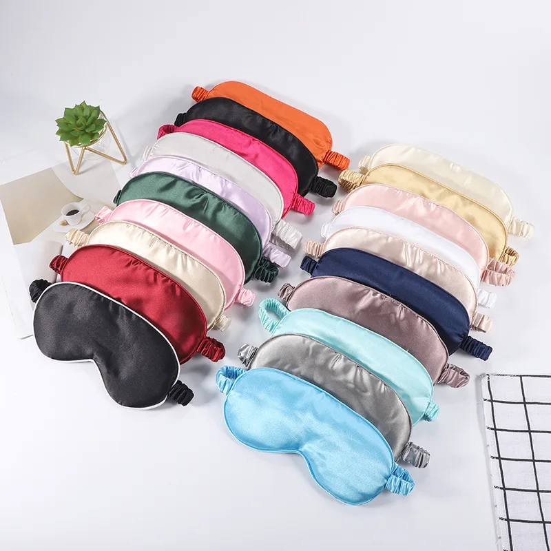 

OEM Custom Printed LOGO Wholesale Double Sided Silk Satin Sleep Eye Cover Eyemask Sleeping Night Satin Eye Mask