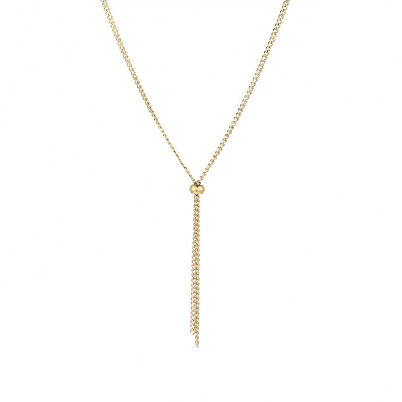 

Simple Design Stainless Steel Factory Supply High Quality Gold Plated Chain Adjustable Necklace