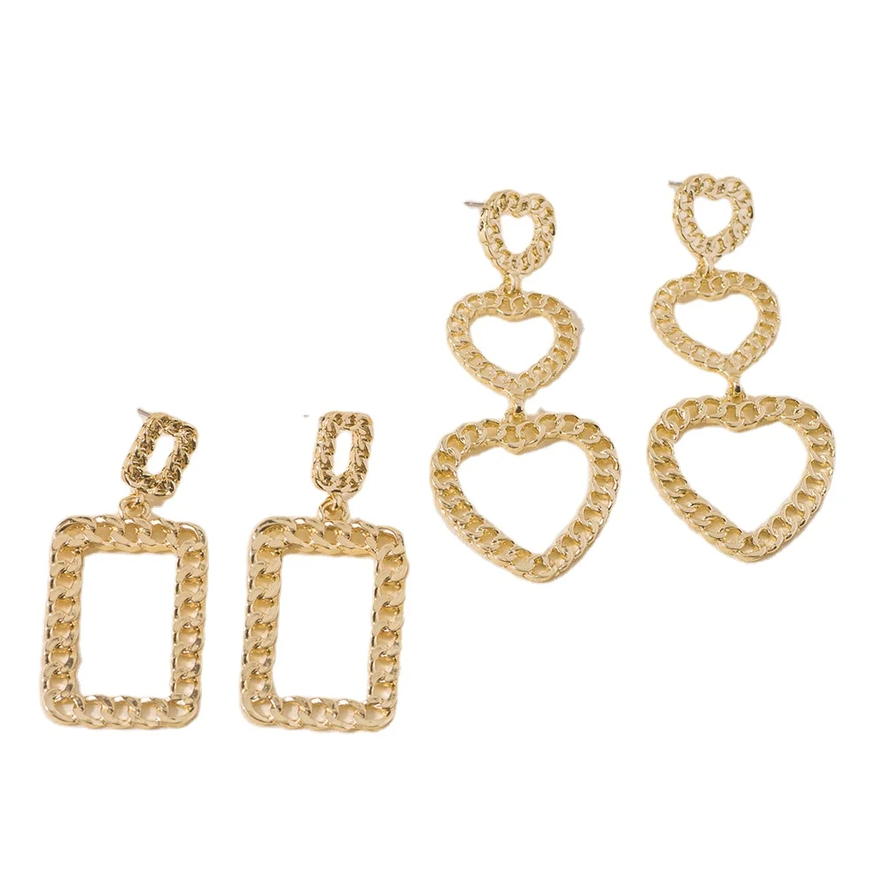 

geometric big large heart Hollow out earrings personalized charming Hoop Earrings for woman, Sliver/gold