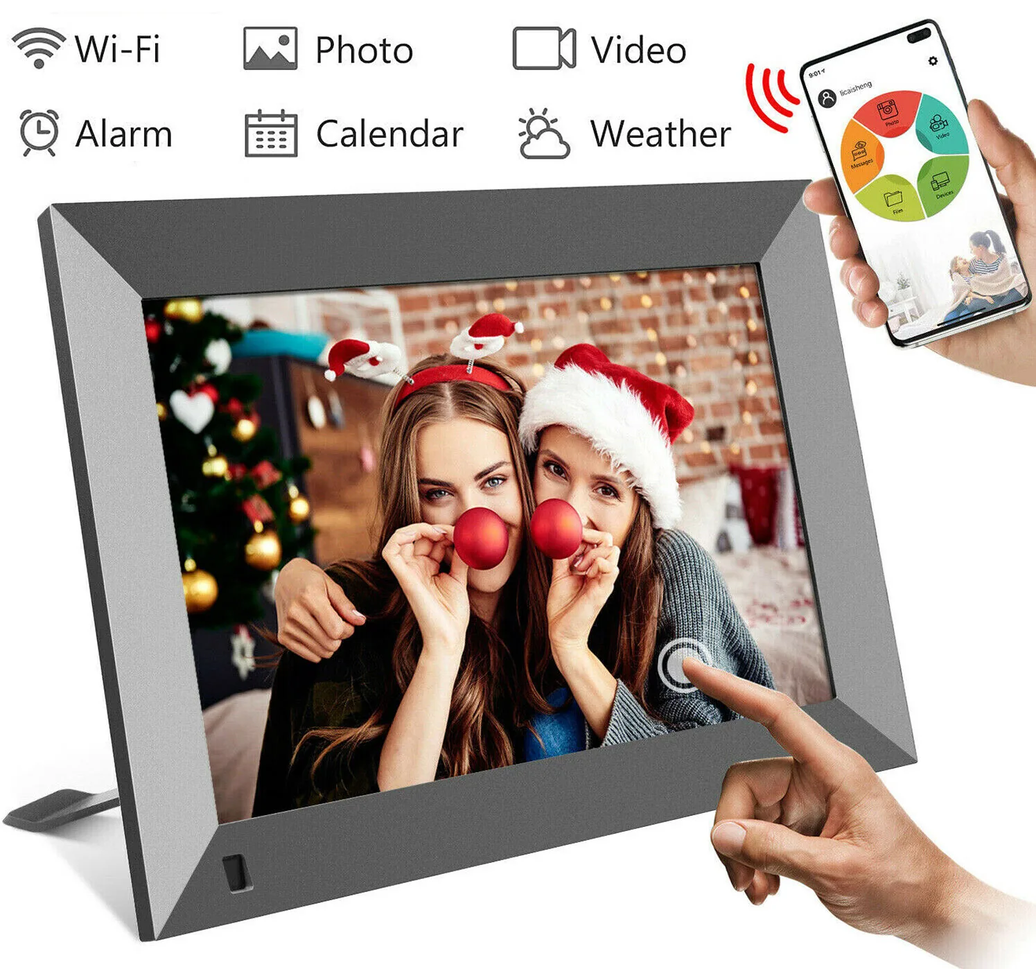 

large stock Frameo app 10.1 inch IPS Display 16GB Storage Auto-Rotate Share Photos via App Touch Digital Picture Frame WiFi