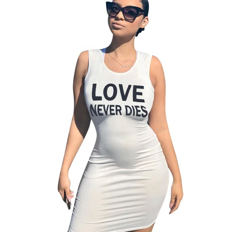 

AI88-611 1 colors Hot style summer fashion women's letter sexy print sheath dress