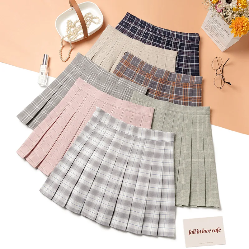

Plaid Summer Women Skirt 2020 High Waist Stitching Student Pleated Skirts Women Cute Sweet Girls Dance Mini Skirt, Pink