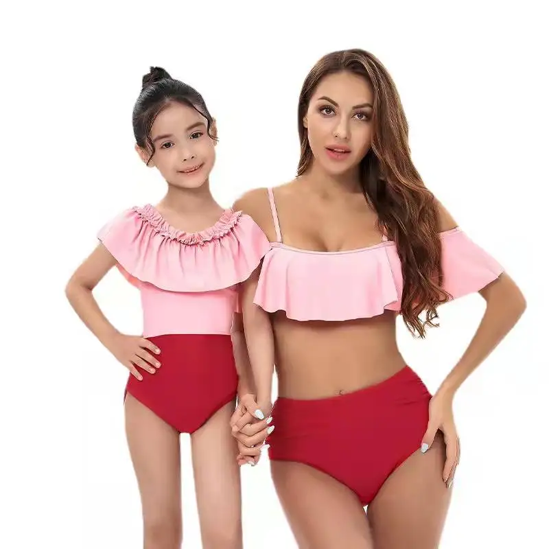 

Parent child swimsuit female stripe bikini new mother daughter swimsuit, Picture showed