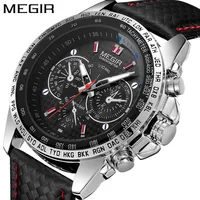 

MEGIR 1010 Mens Watches Top Luxury Brand Male Clocks Military Army Man Sport Clock Leather Strap Business Quartz Men Wrist Watch