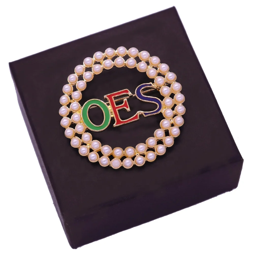 

Wholesale custom greek letter sorority fraternity jewelry order of the eastern star Pearl brooch OES Lapel Pin Jewelry