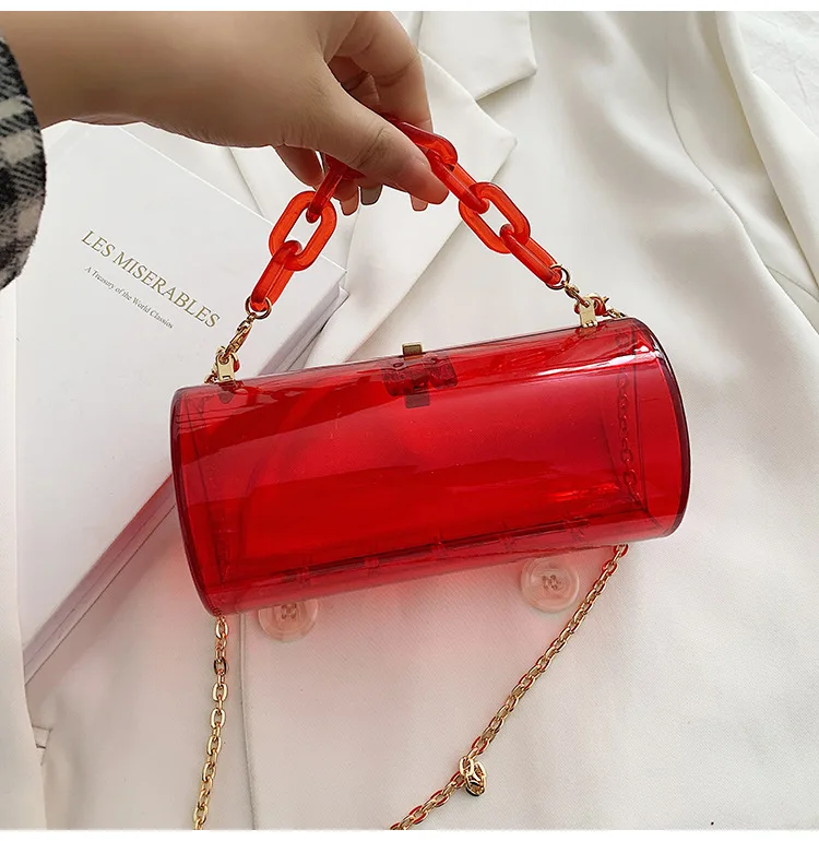 

2021 Roll Candy Color transparent jelly bag women trendy purses and handbags, More than 15 colors
