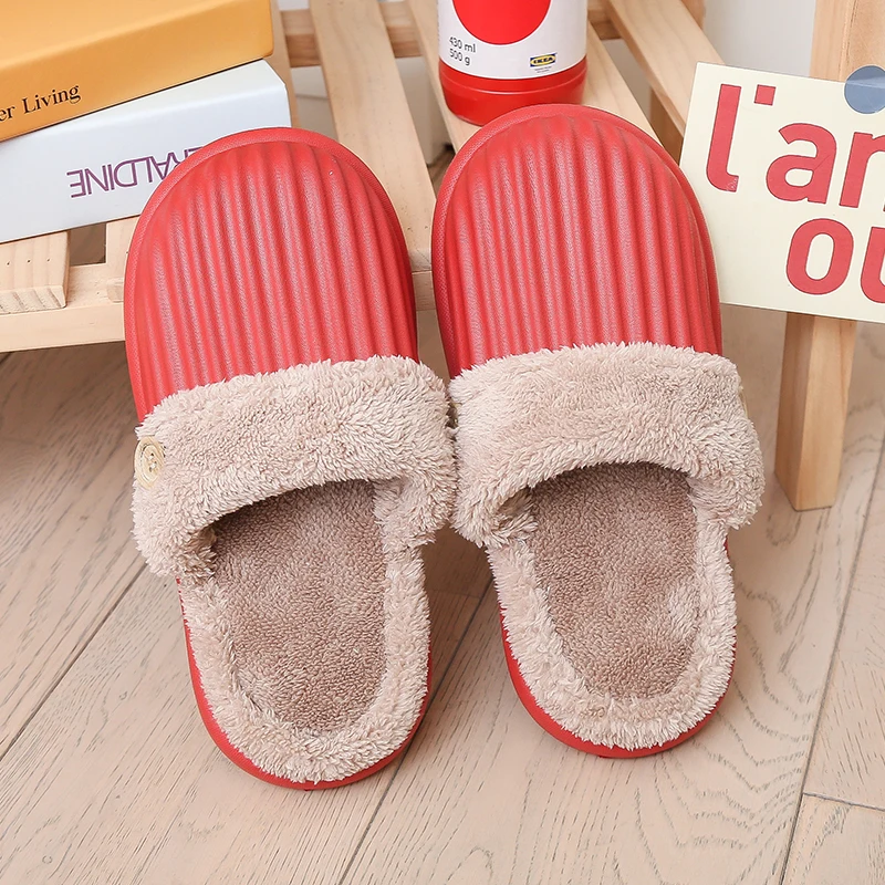 

Eva Waterproof Non-slip Home Fluffy Warm faux fur plush Cotton Slippers For men women