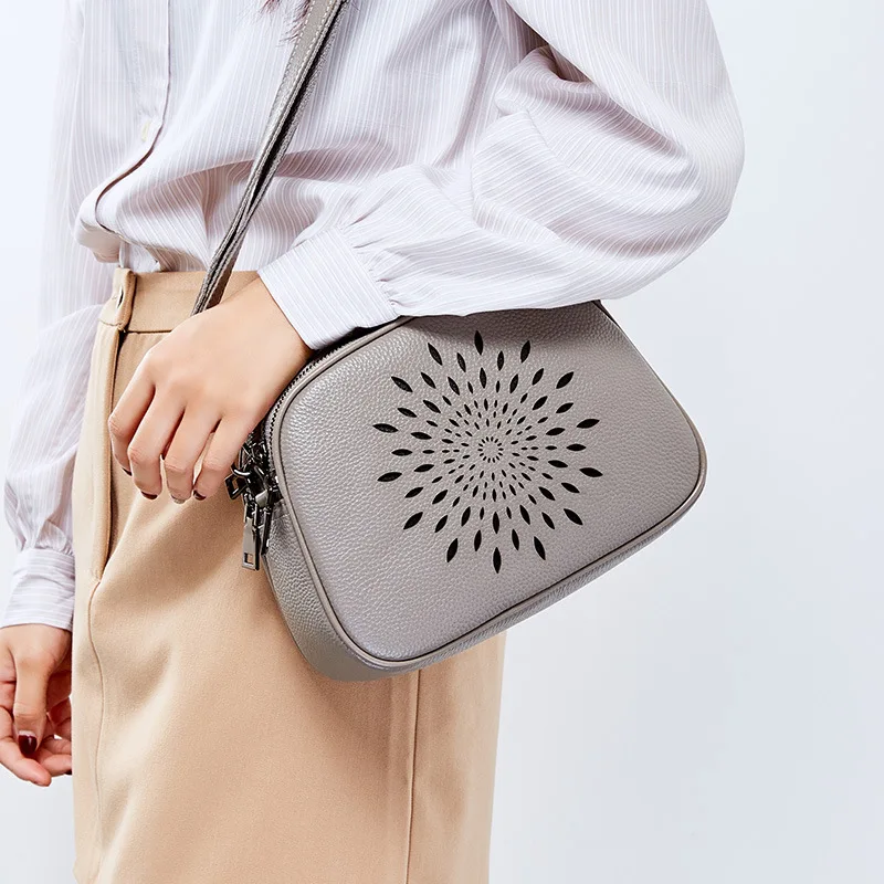 
TS4052 2020 wholesale china product ladies sling bag shoulder small handbag top layer cowhide Hollow Out bags for women 