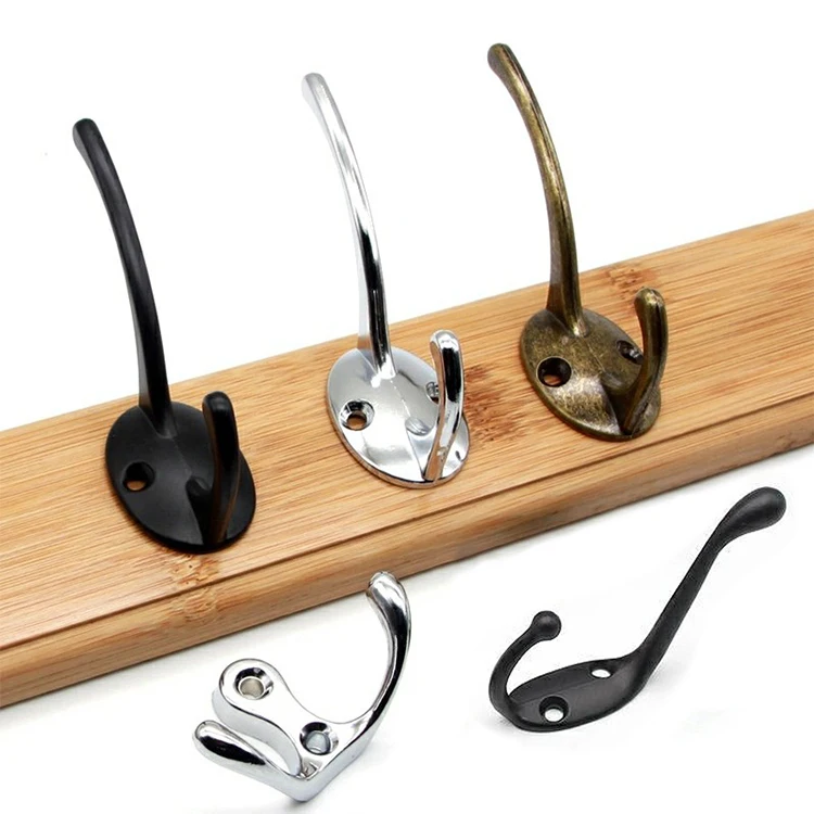 

HJY Modern Solid Stainless Steel Home Decoration Nordic Vintage Wall Metal Coat Rack Hooks, Chrome / matt black