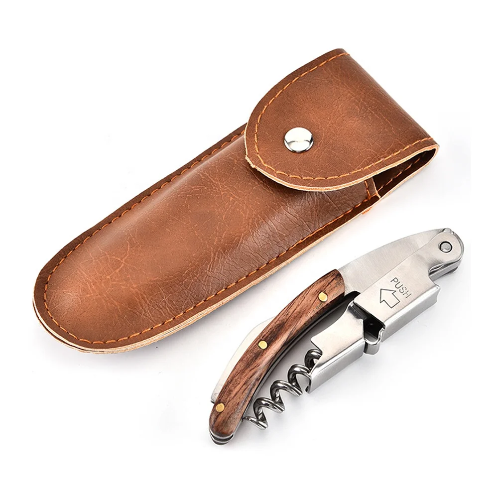 

Wine Bottle Opener Wood Handle Corkscrew Open Easy Stainless Steel Knife Kitchen Multi-function Portable Screw Tool