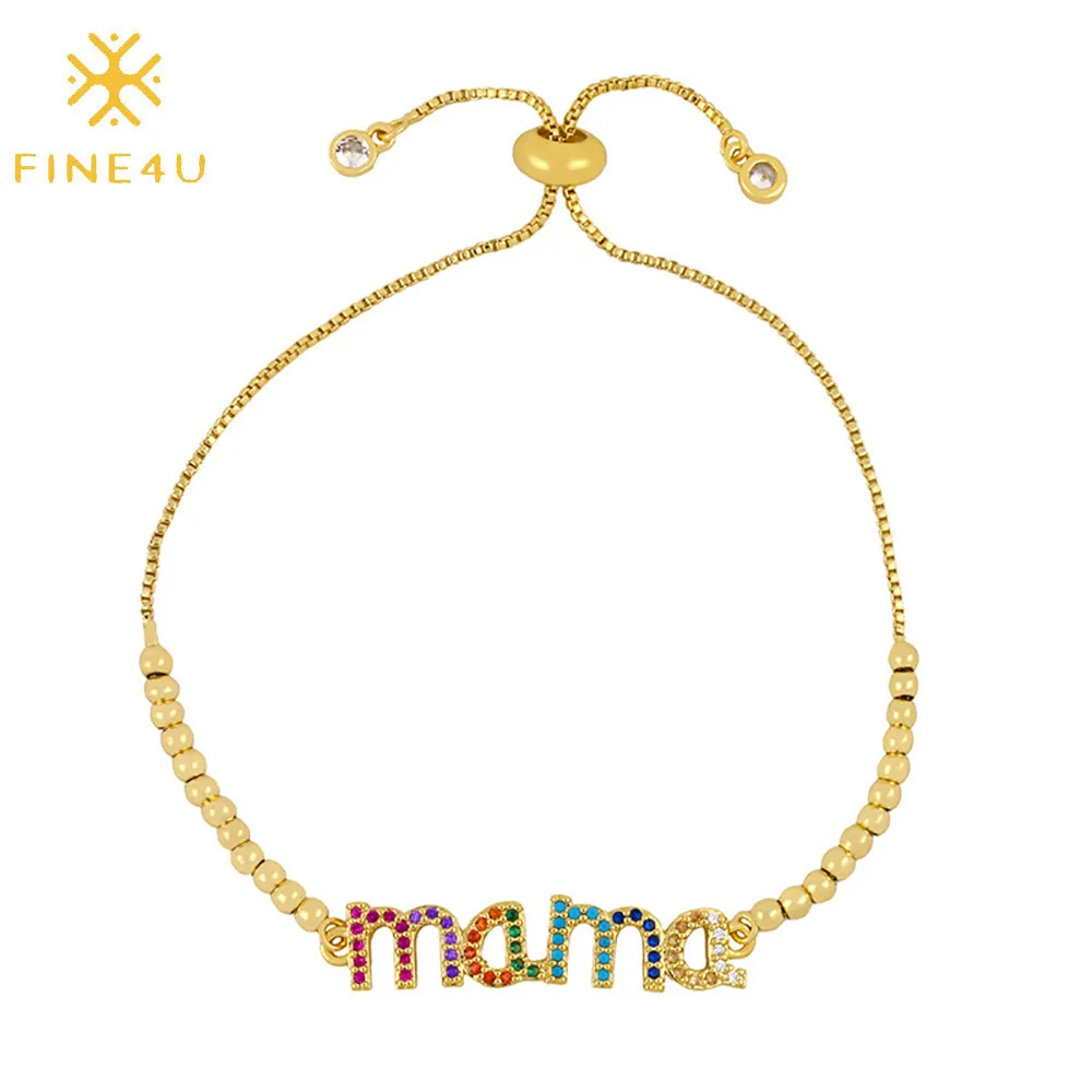 

Best Mom mothers day gift set women fashion jewelry cubic zircon copper 18k gold plated heart love mama bracelet