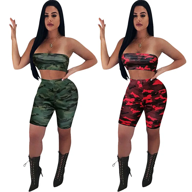 

Plus size camouflage two piece set women fashion clothes