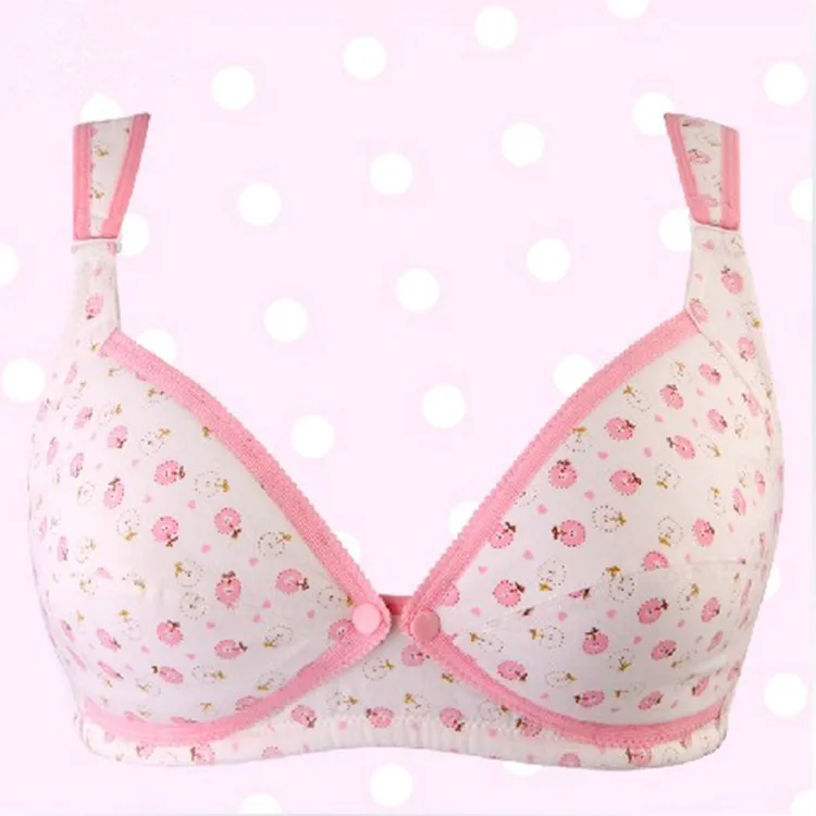 

Wholesale Print Soft Breathable Women Breastfeeding Maternity Cotton Front Closure Wireless Brassiere Push up Nursing Bra