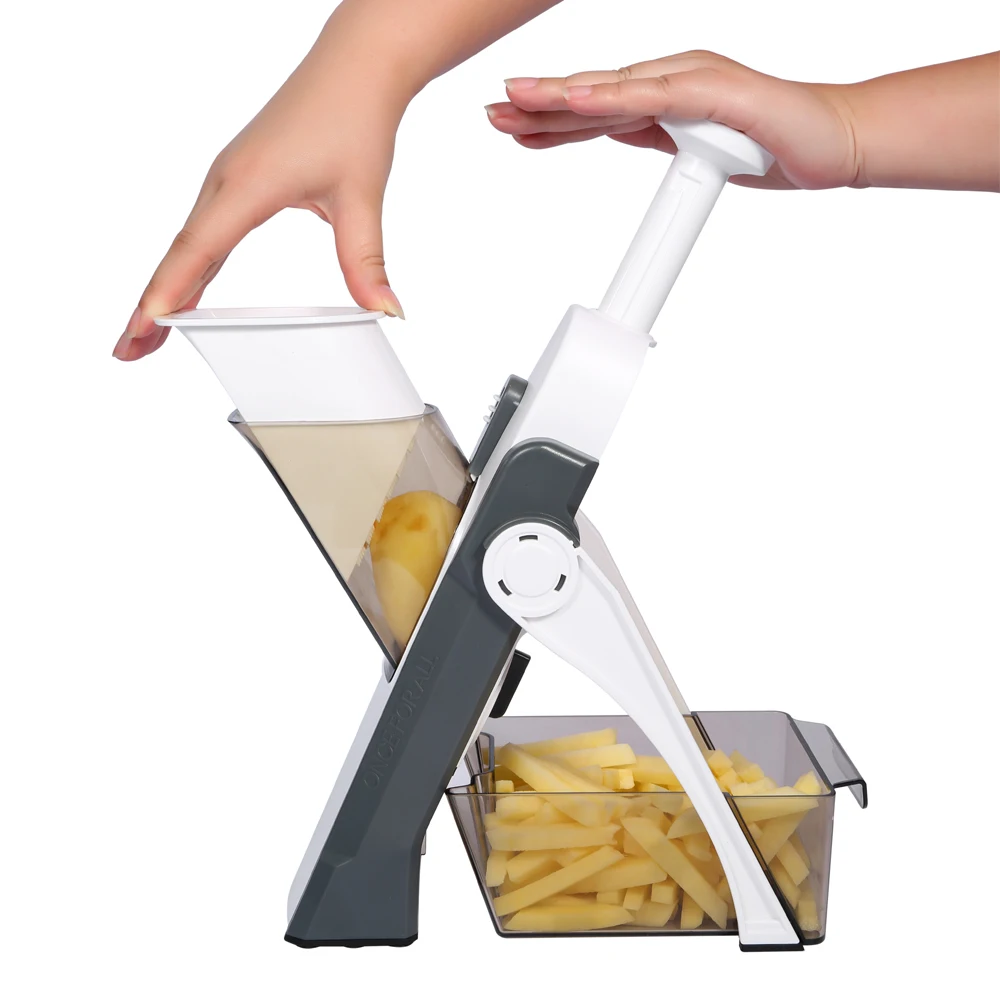 

Mandoline Slicer Machine Blades And Fruit Dicer Salad Master Onion Chopper Vegetable Spiral Cutter, Gary blue