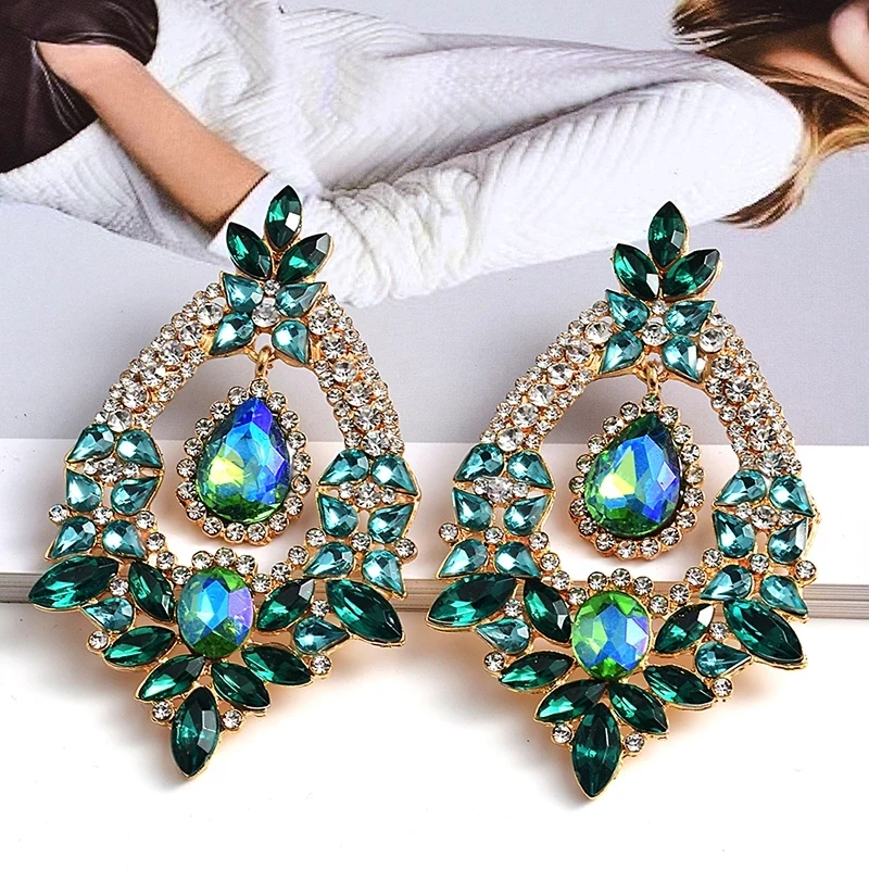 

Kaimei High-Quality Fashion Rhinestones Jewelry Accessories For Women New Styles Long Metal Colorful Crystal Drop Earrings, Many colors fyi