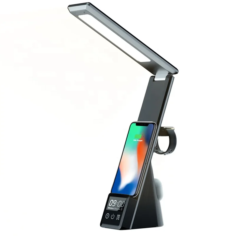 

Newest Design 3 in 1 Wireless Charger 10W Fast Charging LED Bedside Lamp, Black