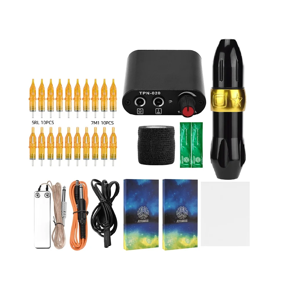 

Complete Full Body Art Supply Tattoo Machine Set Professional Cartridge Tattoo Machine Kit Tattoo Short Pen Kit Beginner, As you choose