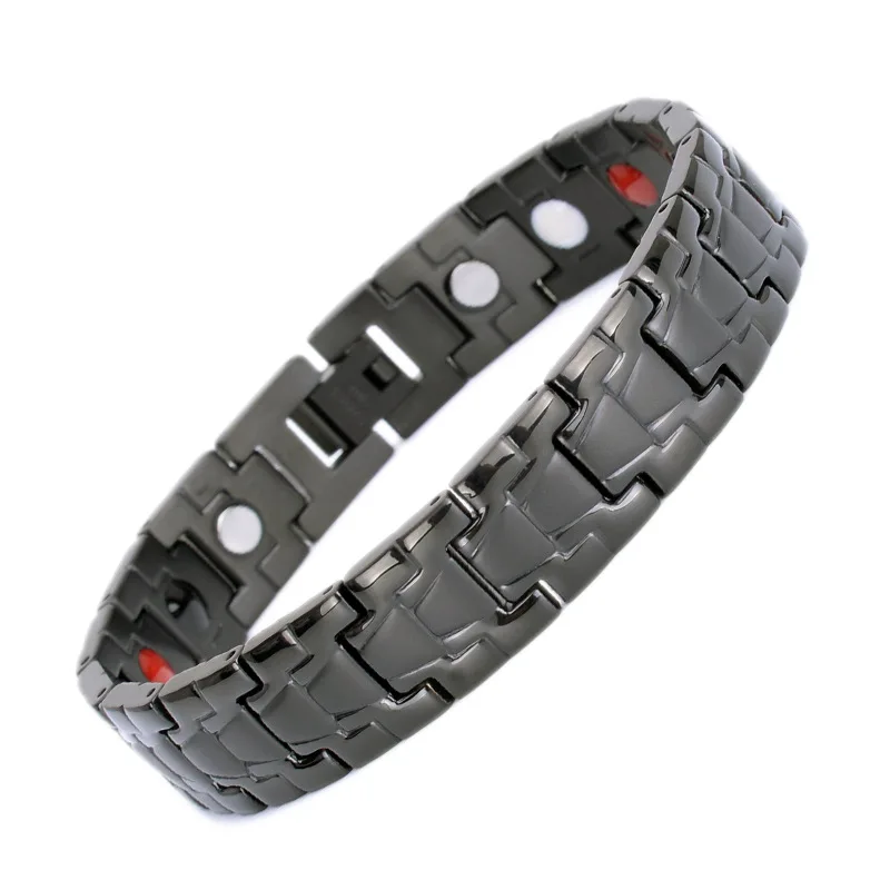 Men Sterling Silver Stainless Steel Expansion Bio Energetic Magnetic Bracelet