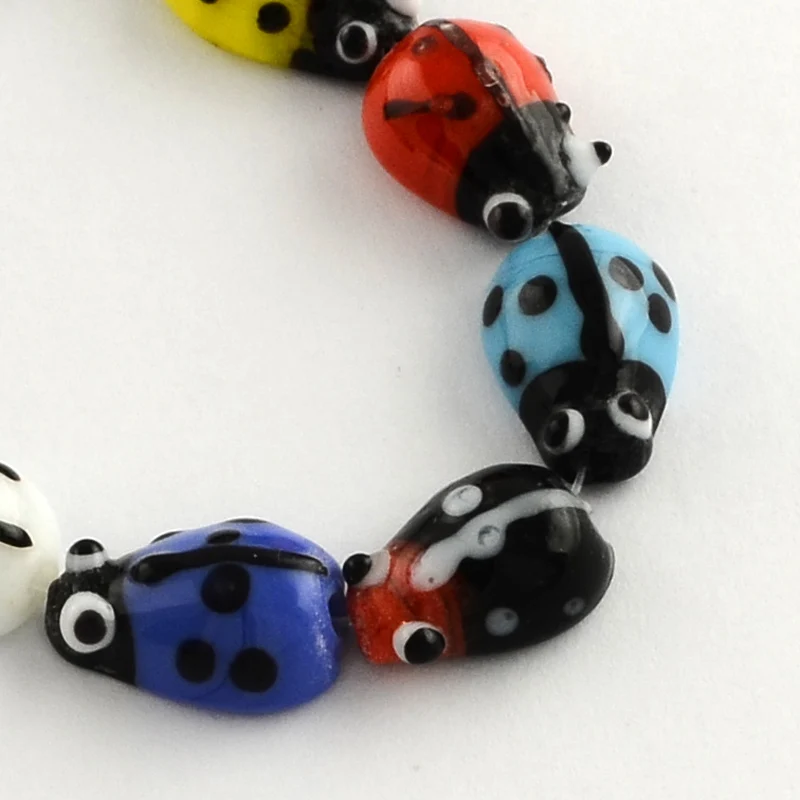 

PandaHall Mixed Color Ladybug Handmade Lampwork Beads