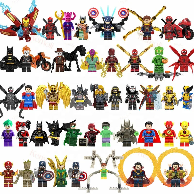 

Hot Sale Super Heroes Movie Series Spider Bat Iron Venom Groot Man Mini Building Block Figure Plastic Assemble Toy Juguetes