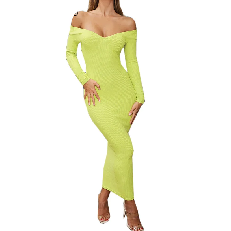 

FS0537D 2020 bright colour women long sleeve dresses