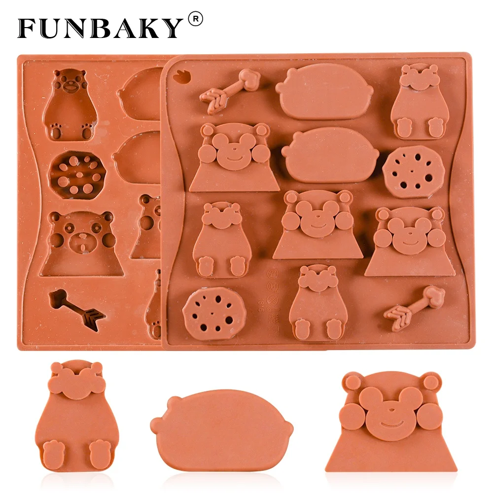 

FUNBAKY Candy Silicone Mold Cartoon Heart Pig Shape Chocolate Silicone Mold Baking Molds Cookies Biscuit Making, Customized color