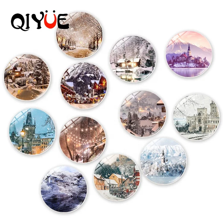 

Custom Cute Snow Landscape Cherry Blossom Maple Leaf Glass Fridge Magnet