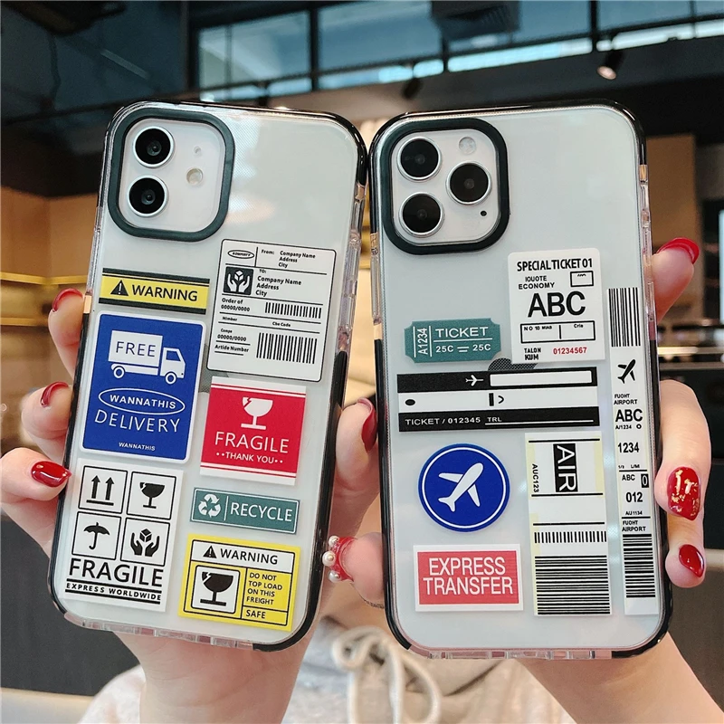 

custom design air ticket black bumper painted mobile phone case for iphone 11 12,for iphone 12 ins style phone case painting