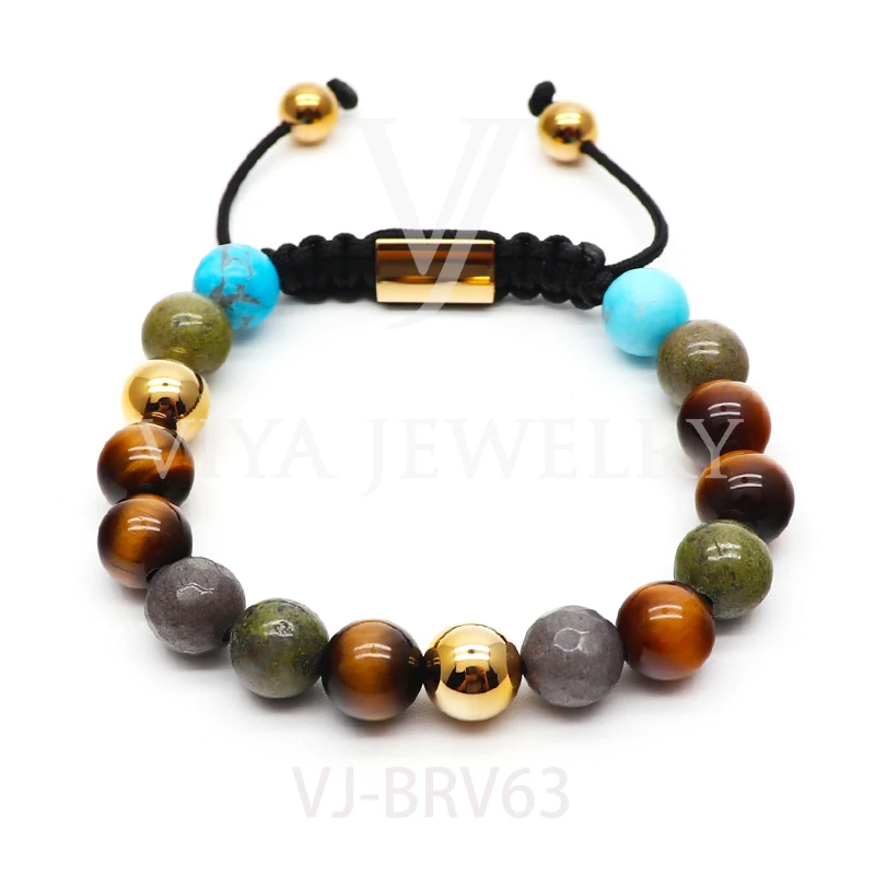 

Free Shipping DIY Natural Stone Beads Bracelet Customized Macrame Bracelets For Gift Idea, As picture