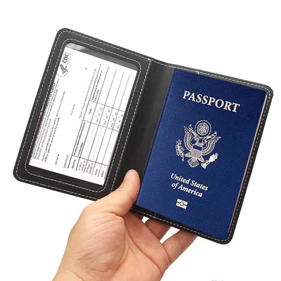 

USA national emblem pu leather passport holder cover with Vaccine record card protect cover