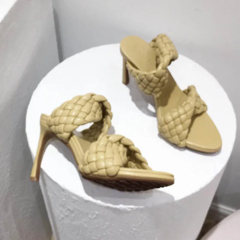 

High-quality women's shoes candy color lady high heels Open Toe Sandal High Heels Open-toe high heels Weave Sandal Shoes