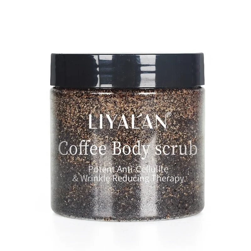 

Best selling organic nice private label chocolate vitamic c whitening body coffee scrub, Black