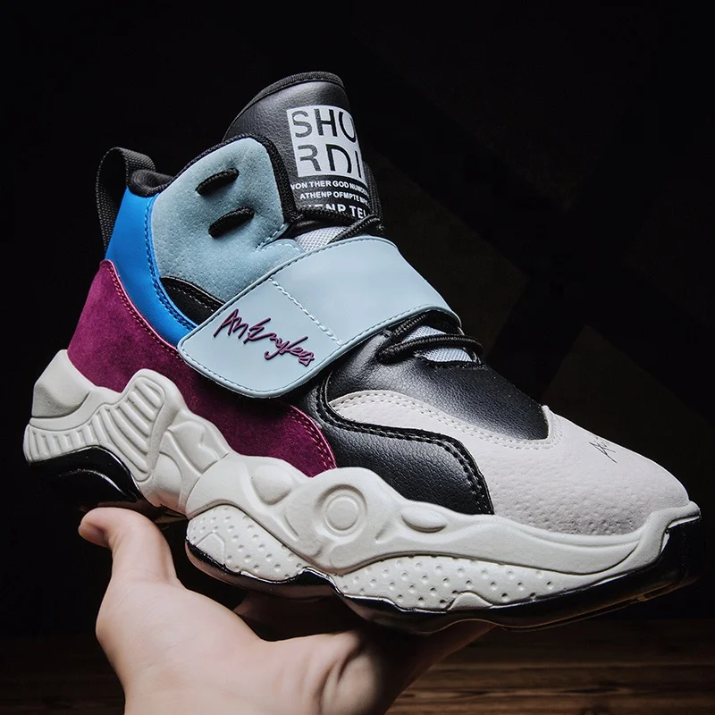 
Custom Brand 2019 New Design High Top Fashion Sneaker For Men Genuine Leather Upper Walking Shoes Thick Bottom JD-Y611 