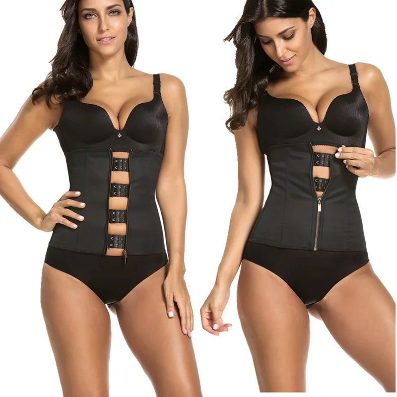 

Corset Waist Trainer Zipper Double Pressing Cincher Underbust Corset Body Shaper Shapewear corset Slimming Belt Shaper, Black