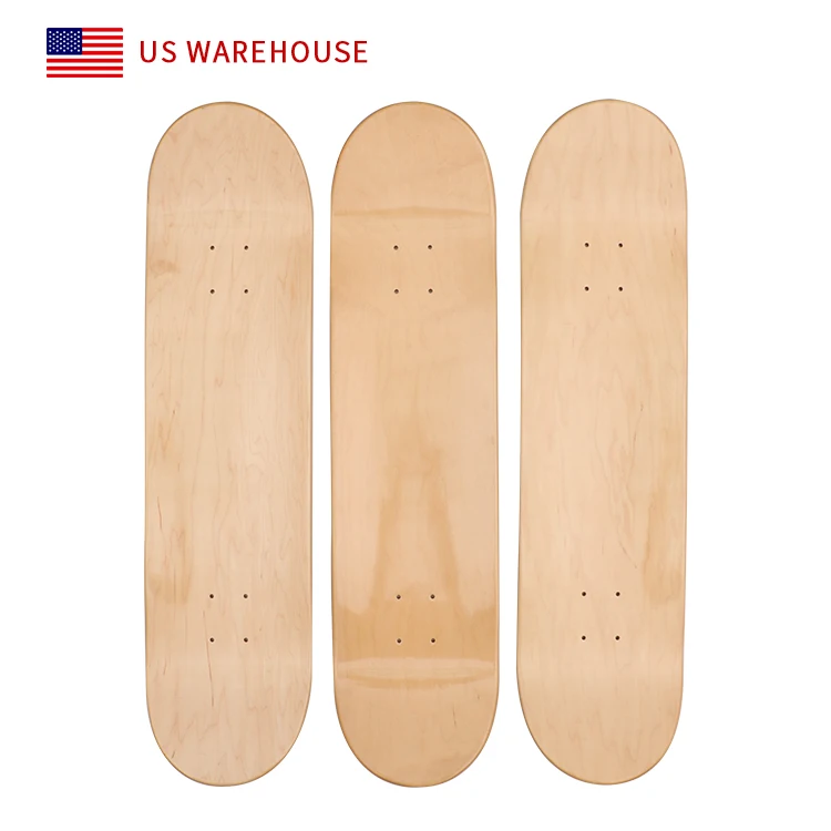 

Stock in US warehouse 8.5 8.0 8.25 inch skate board 7 ply 100% Canadian maple blank skateboard deck, Nature color