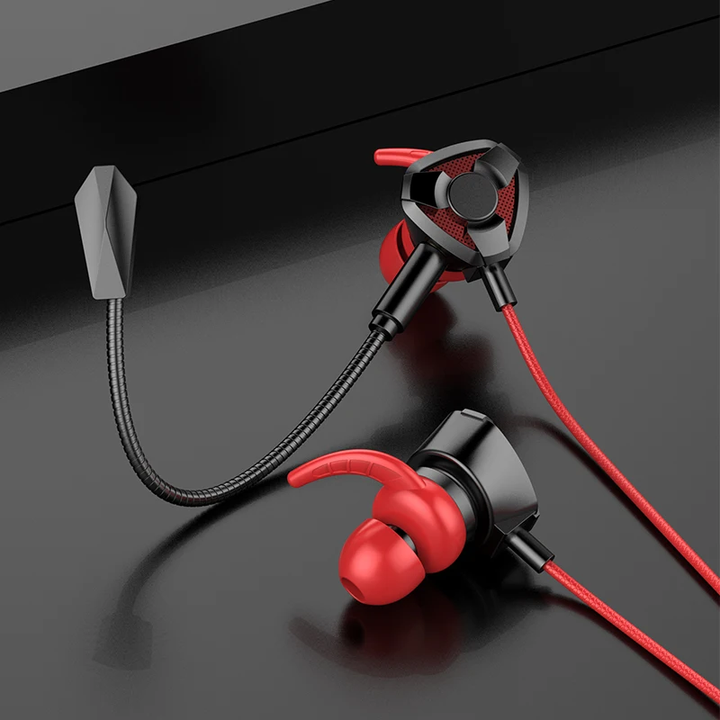 

3.5MM Gaming Earbuds Wired Noise Stereo Sound Headphones with mic gaming earphone, Black /red