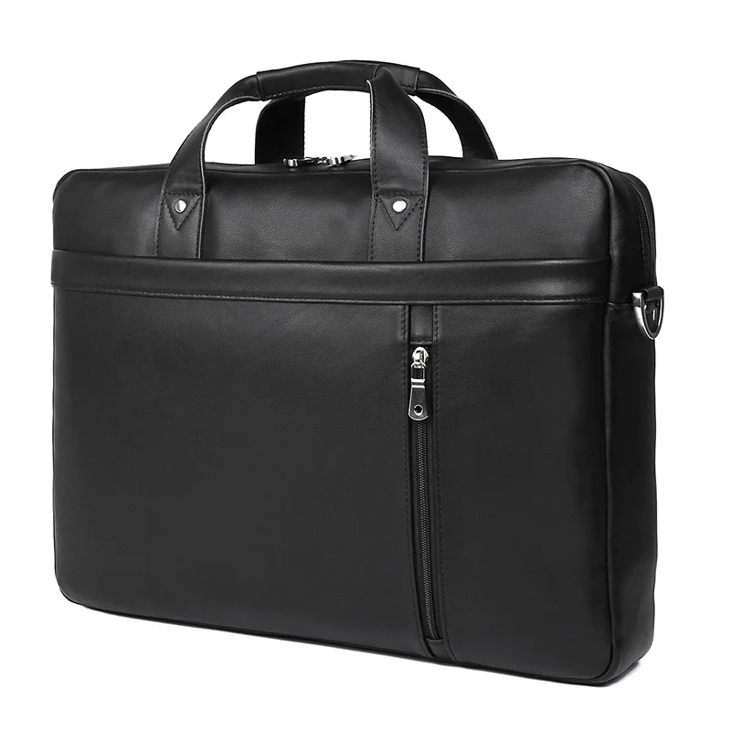 

Real Leather Men's Laptop Bag Unique Briefcase for Lawyer Doctor Bag 7386A, Black