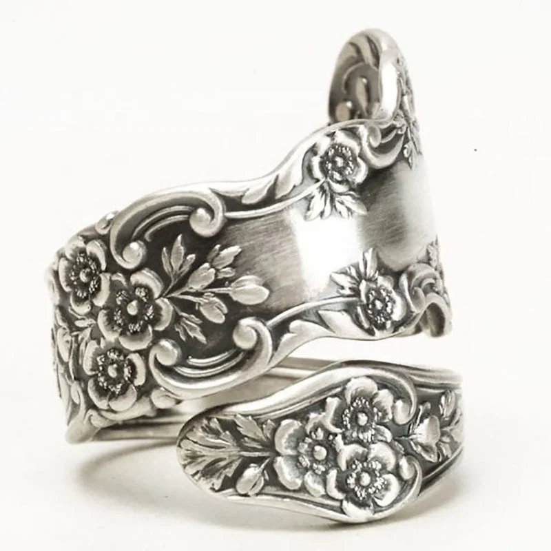 

New Creative Hot Sale Retro Flower Plating Alloy Ring