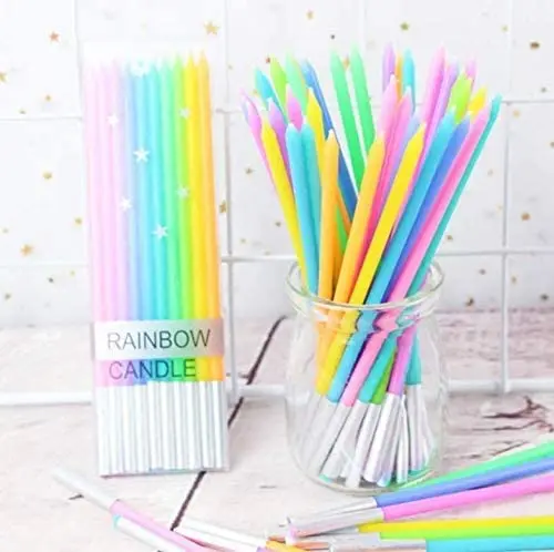 

Birthday Party Candle Rainbow for Kids 10 Plastic Bag Stick Spiral Candle Party & Holiday Supplies Cumpleanos Easter Accessories