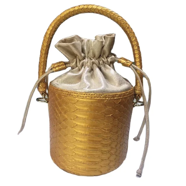 

Luxury Elegant Design High End Quality Genuine Python Leather Barrel Bags