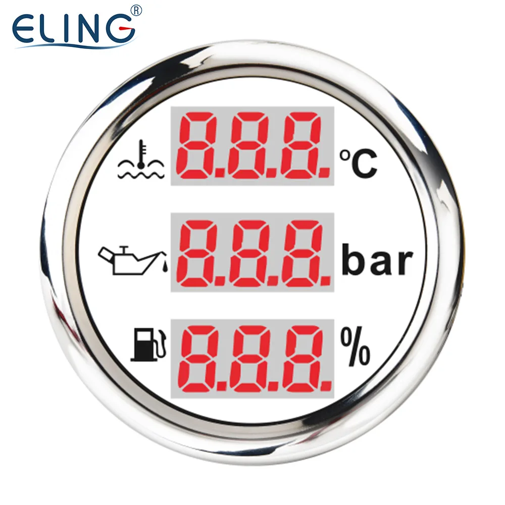 

ELING Universal 3-in-1 Multi-Functional Oil Pressure Fuel Level Water Temp Gauge 9-32V for Car Motorcycle Tractor Truck