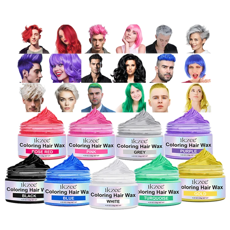 

Ikzee 9 Colors Natural Ingredients Washable Coloring Hair Wax Private Label Dye Styling Temporary Cream Hair Color Wax