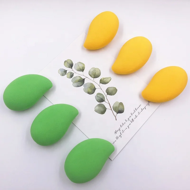 

New Arrival Latex-free Mango Shape Makeup Sponge Cosmetics Sponge Make up Sponges, Mango or green or customized