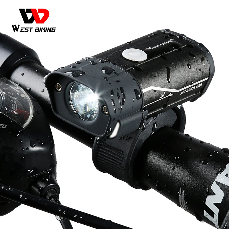 

WEST BIKING Bike Light 4 Mode Headlight Flashlight Torch 18650 Battery USB Charger Bike Headlight Rechargeable Bicycle Headlight, Black