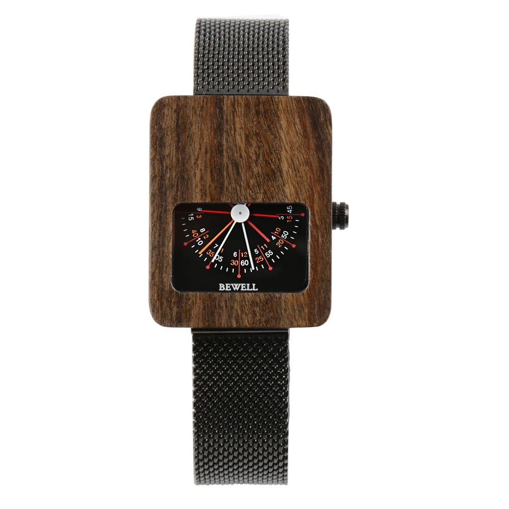 

Square Bewell Wrist Watch Women Lady Custom Mesh Wooden Watches Women Watch Trending Product 2021 New Arrival