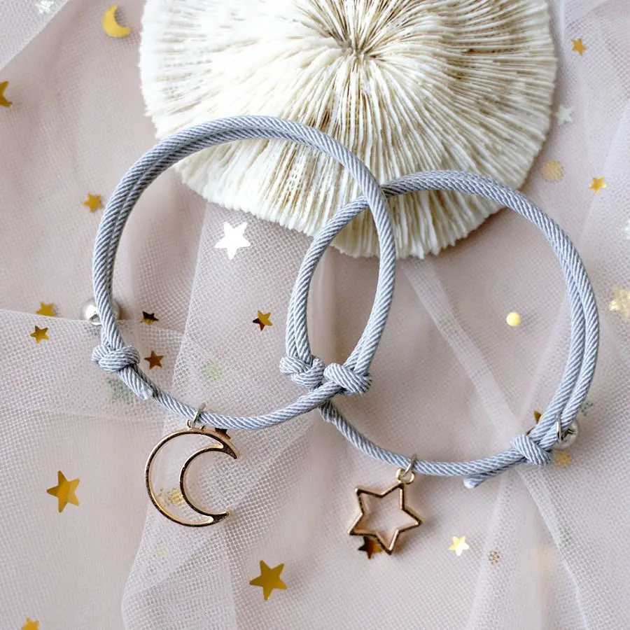 

Moon Star Couple Bracelet Magnetic Attraction Creative Bracelet Rope Friendship Men And Women Jewelry Gift Charm Bracelet 2Pcs
