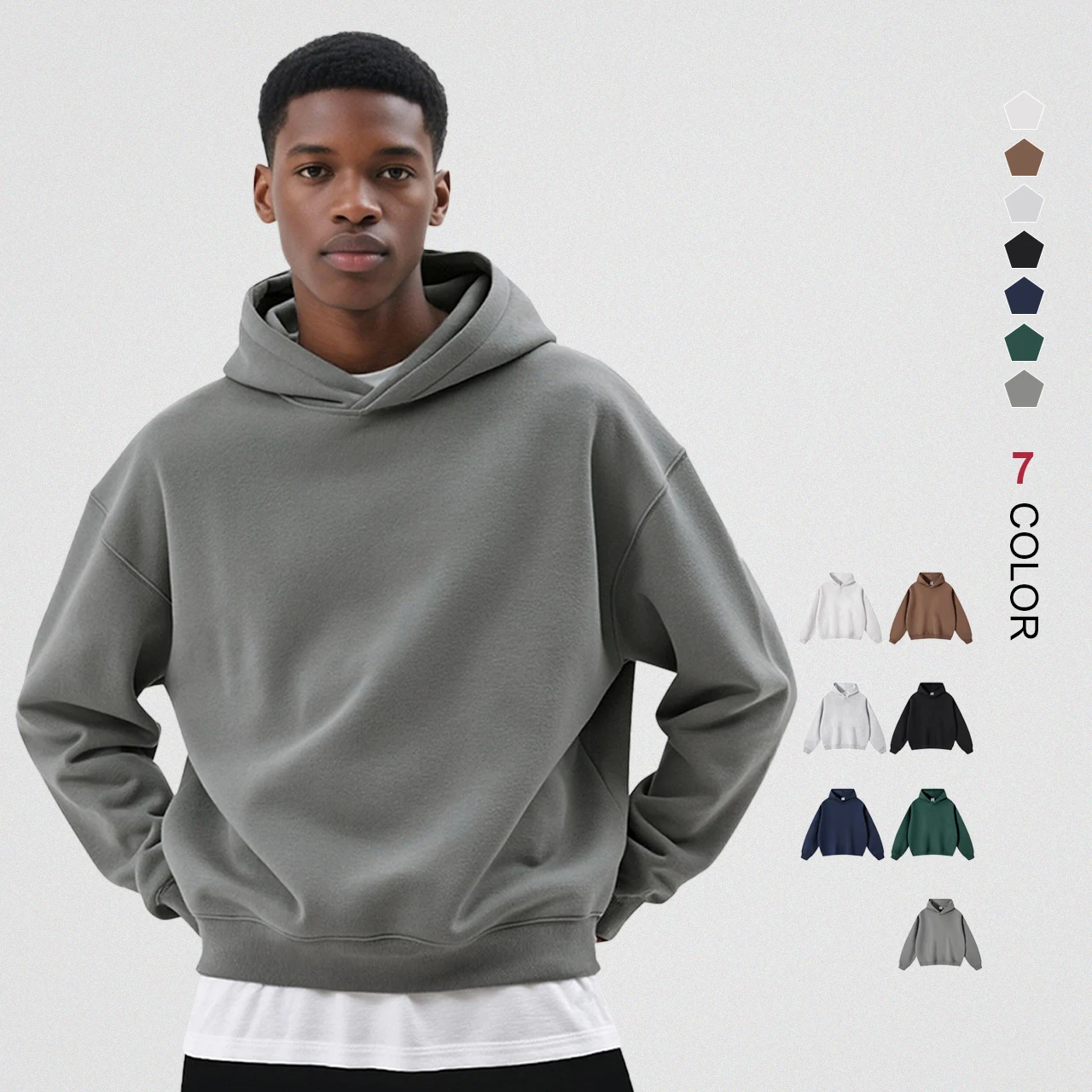 Wholesale Heavyweight Oversized Hoodies Unisex Custom logo Heavy Blank Pullover Hoodie Thick Fleece Men's Hoodies Set